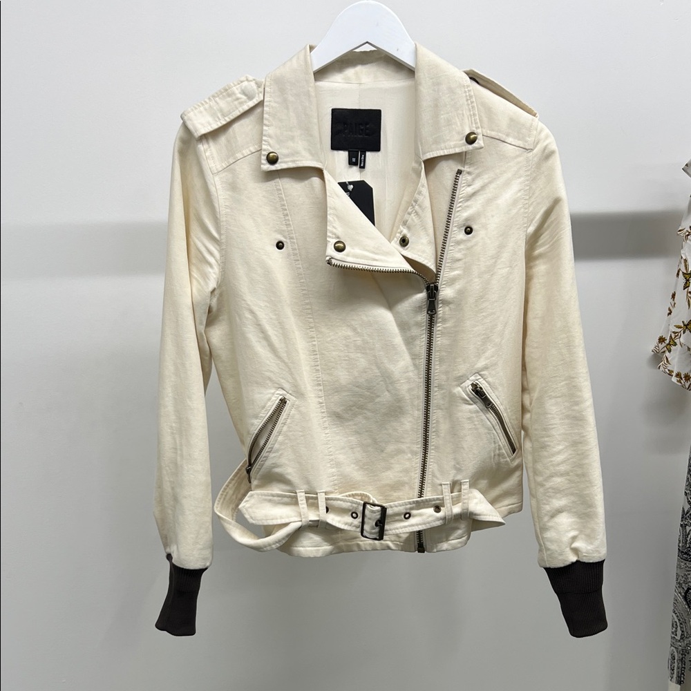 PAIGE Cream Belted Jacket - Picture 1 of 7